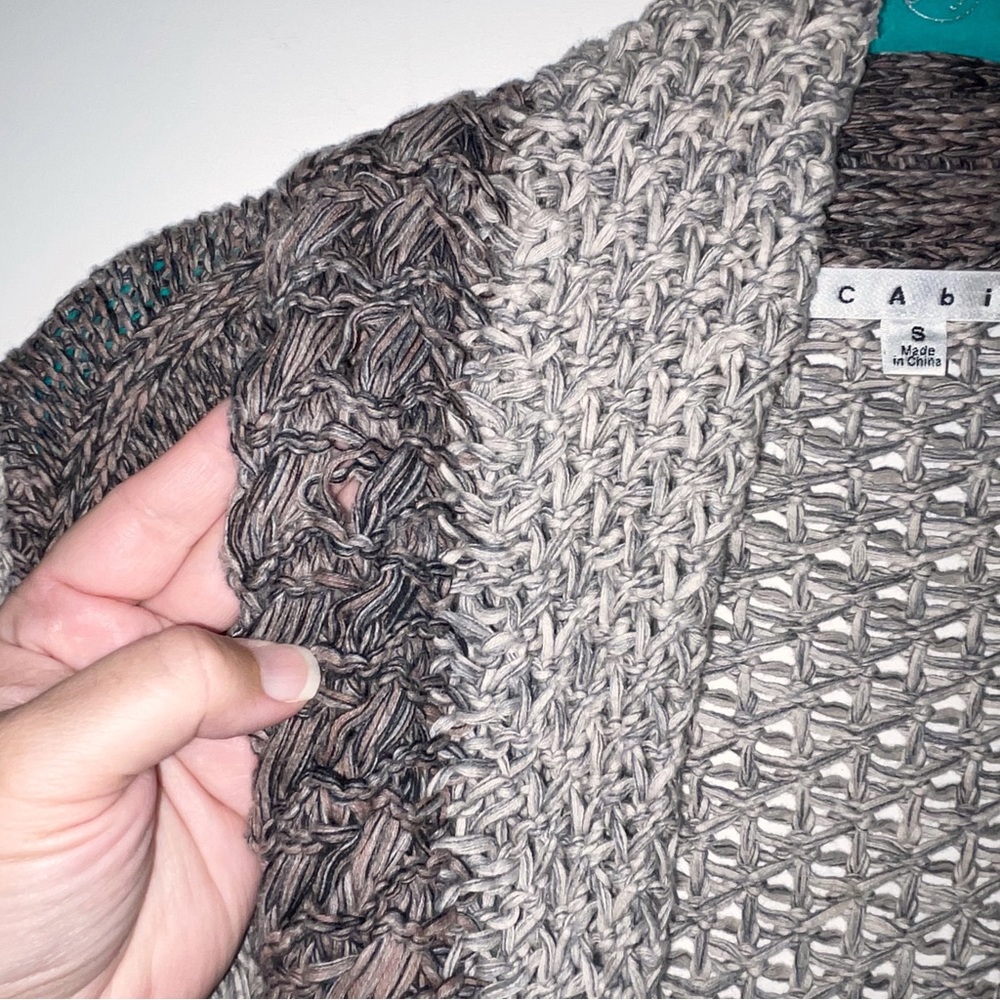 CAbi | Shadow Circle Grey Open Chunky Knit Sweater Cardigan Women’s Size Small - Picture 5 of 8